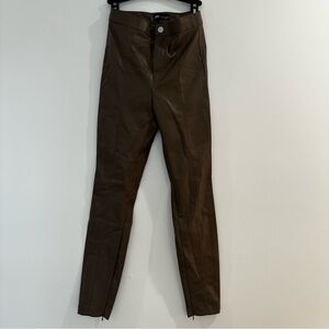 Zara Taupe Faux Leather Trousers